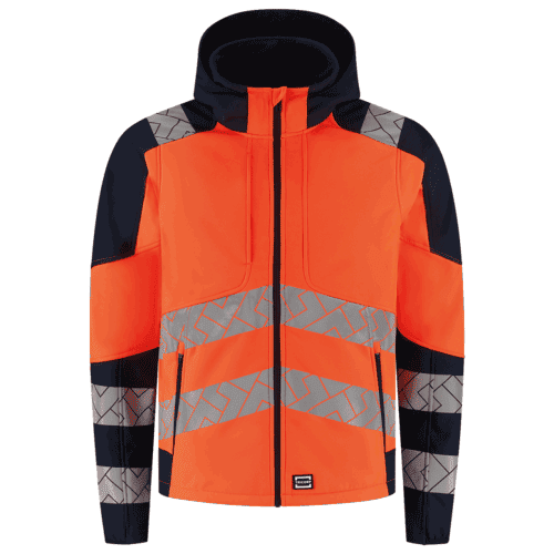 Tricorp softshell jack Redefinded High Vis met capuchon - orange/ink