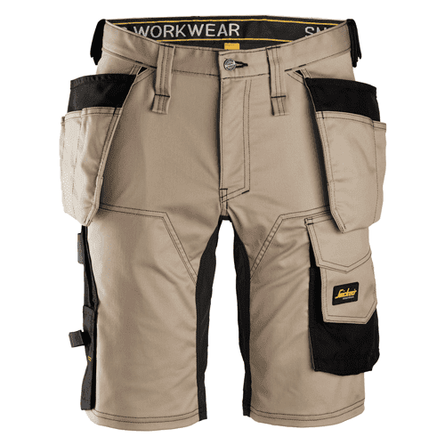 Snickers korte werkbroek AllroundWork stretch 6141 - khaki/black