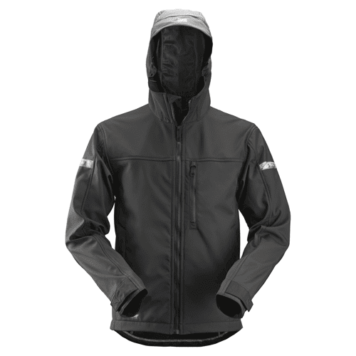 Snickers AllroundWork Soft Shell jack met capuchon 1229 - black / black