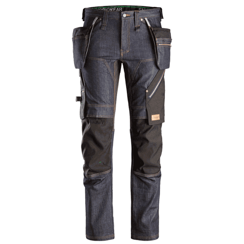 Snickers werkbroek+ FlexiWork denim 6955 - denim/black
