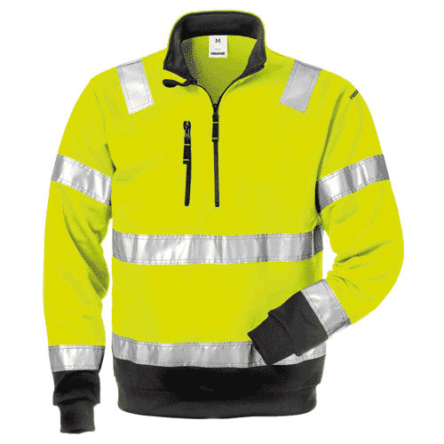 Fristads High Vis sweatshirt met korte rits 728 SHV - geel/zwart