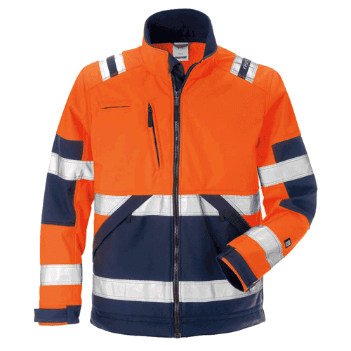 Fristads High Vis softshell jack 4083 WYH - oranje/blauw