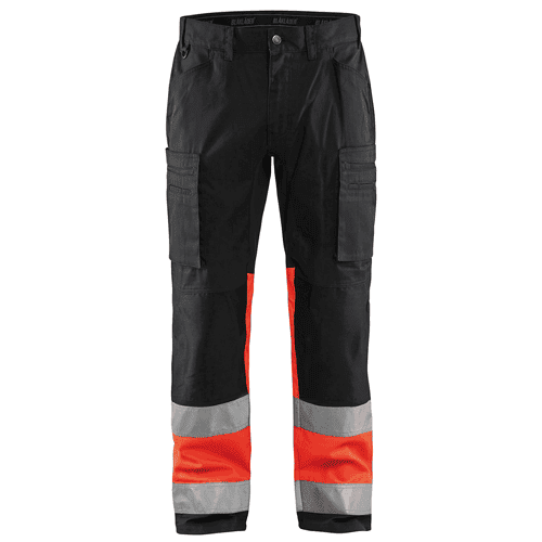 Blåkläder werkbroek met stretch 1551 High Vis - zwart/rood