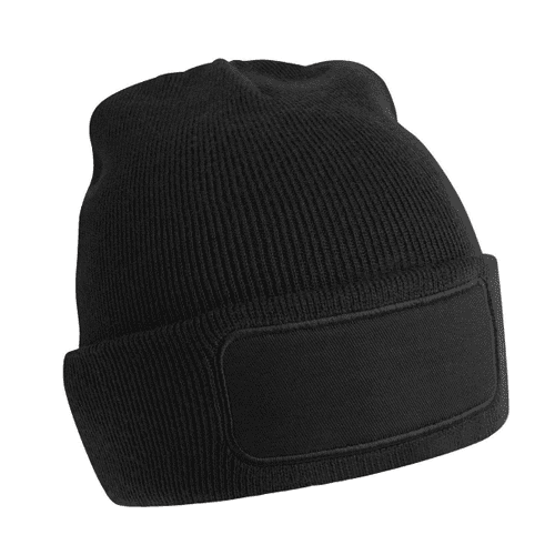 Beanie met badge - zwart