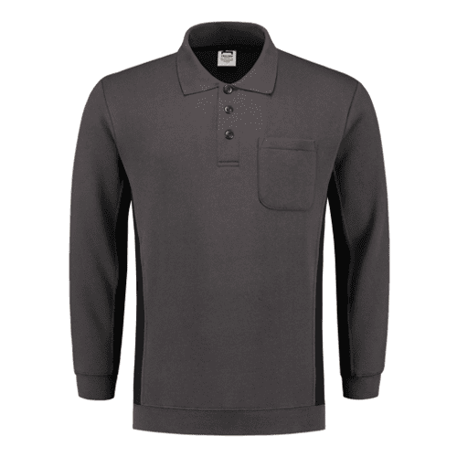 Tricorp polosweater Bicolor met borstzak - dark grey/black